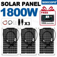 SOECOPO 1800W Camping Solar Panel Kit - 3*600W Panels Free 100A Controller USB 5V Great for Camping Equipment & Outdoor Trips