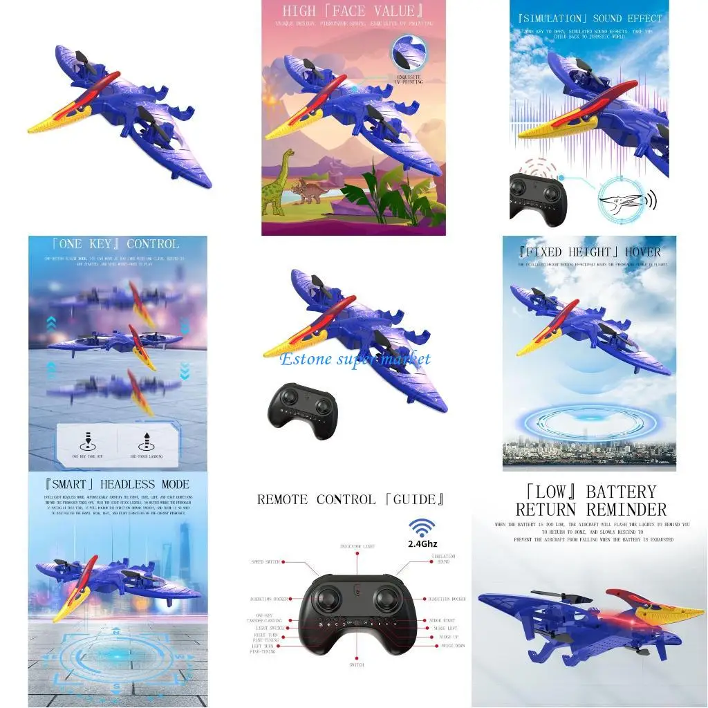 

090B Реалистичный Птерозавр Радиоуправляемый самолет 4-осевой пульт дистанционного управления Летающая игрушка 2,4G R/C Jet На