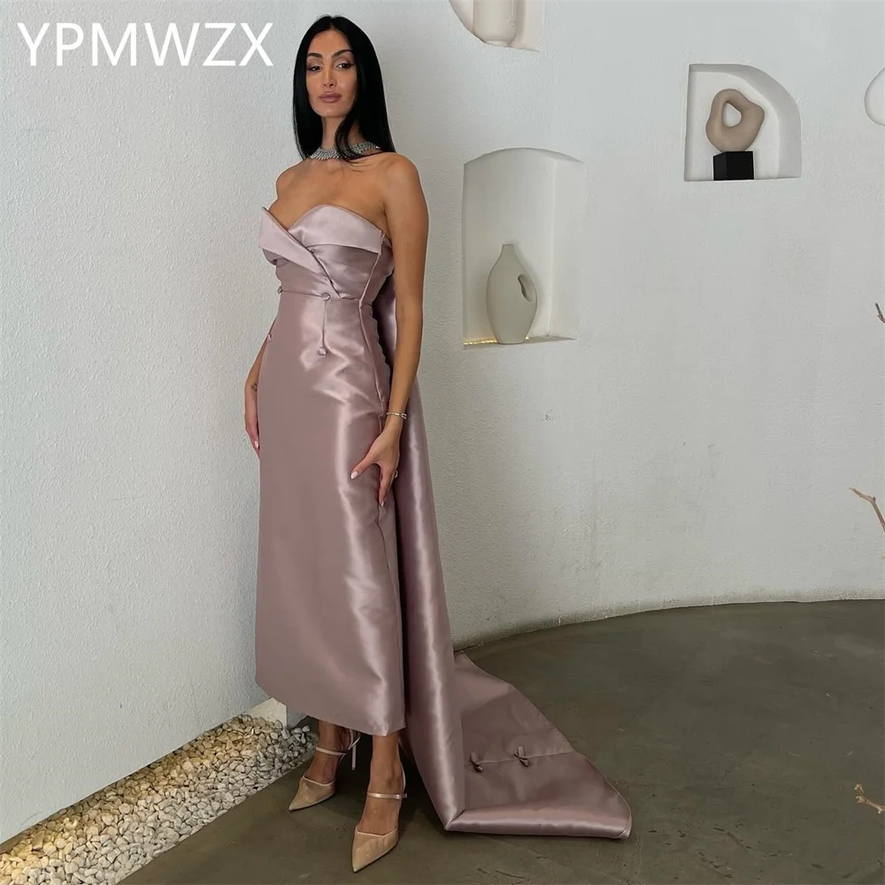 

Customized Evening Dress Formal Party Occasion Women YPMWZX Strapless Column Ankle Length Skirts Stole Bespoke Dresses