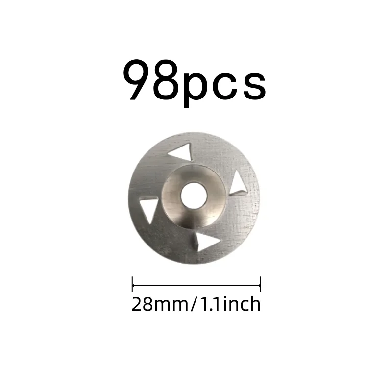 98 pcs 28mm Claw-Type Washers with Pre-Drilled Center Hole, ideal for Gypsum Board Fixing and Home Decoration