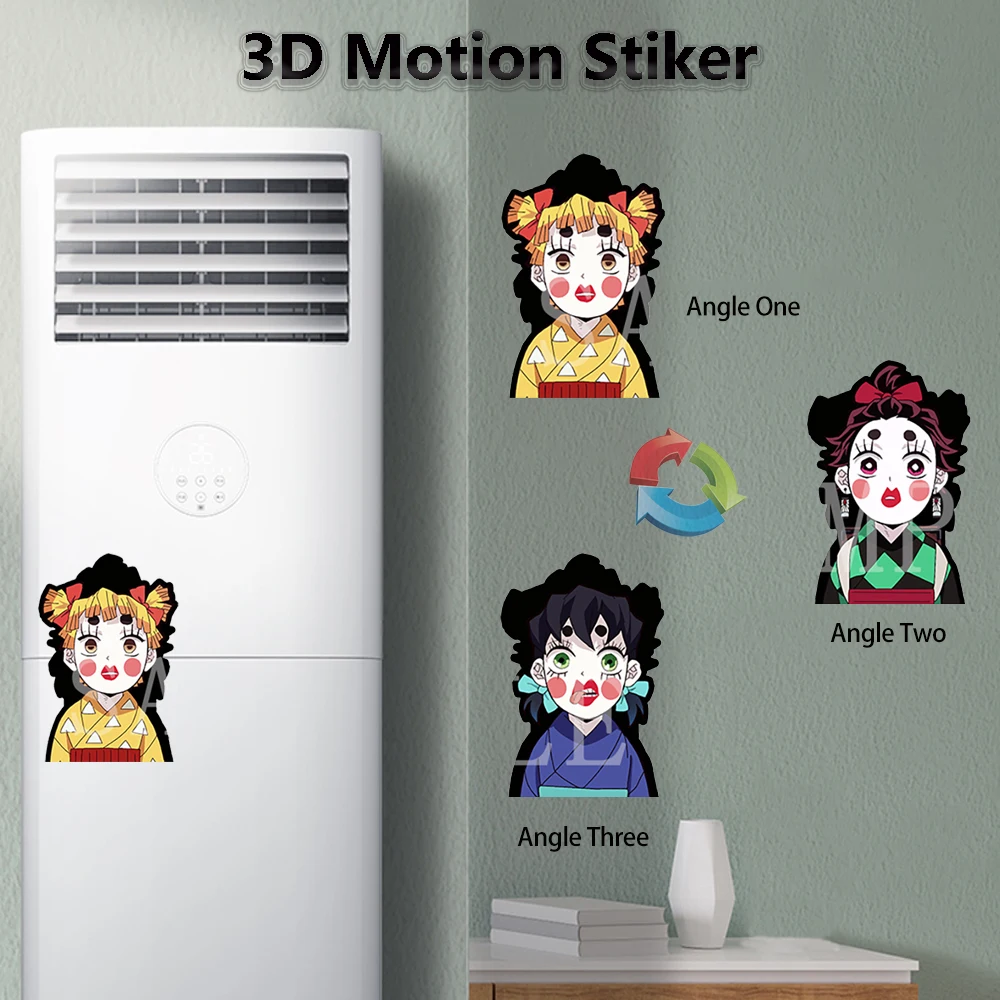 Anime 3D Motion Stickers Demon Slayer Lenticular Waterproof Decals for Cars,Laptop,Suitcase,Refrigerator,Motorcycle,Etc.