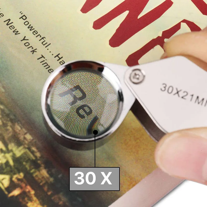 Pocket Jewelry Loupe 30X 20X 10X Jewelers Eye Magnifying Glass Magnifier LED/UV Illuminated Loop Folding For Stamp Rock Collect