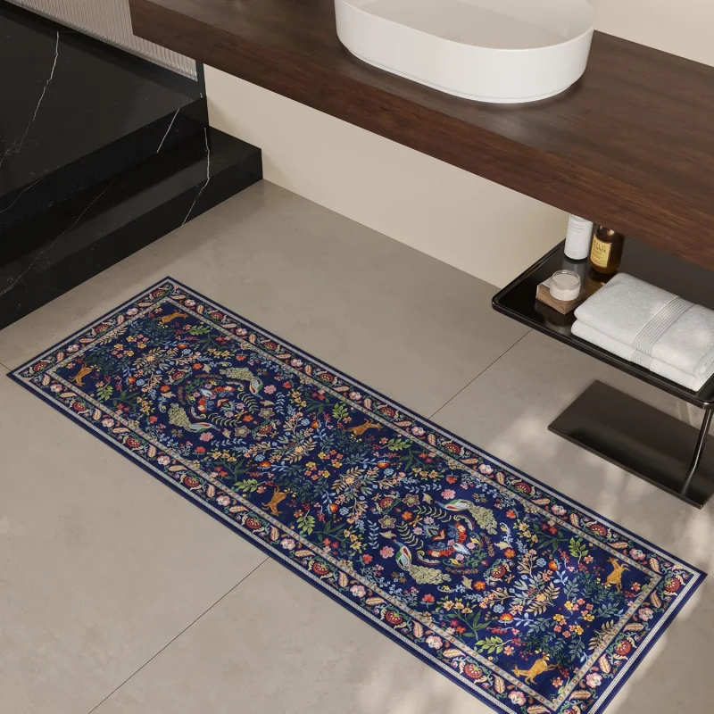 

VIKAMA Retro-Style Floral Carpet - Durable And Slip-Resistant Kitchen Floor Mat - Corridor Passage Carpet - Home Decoration