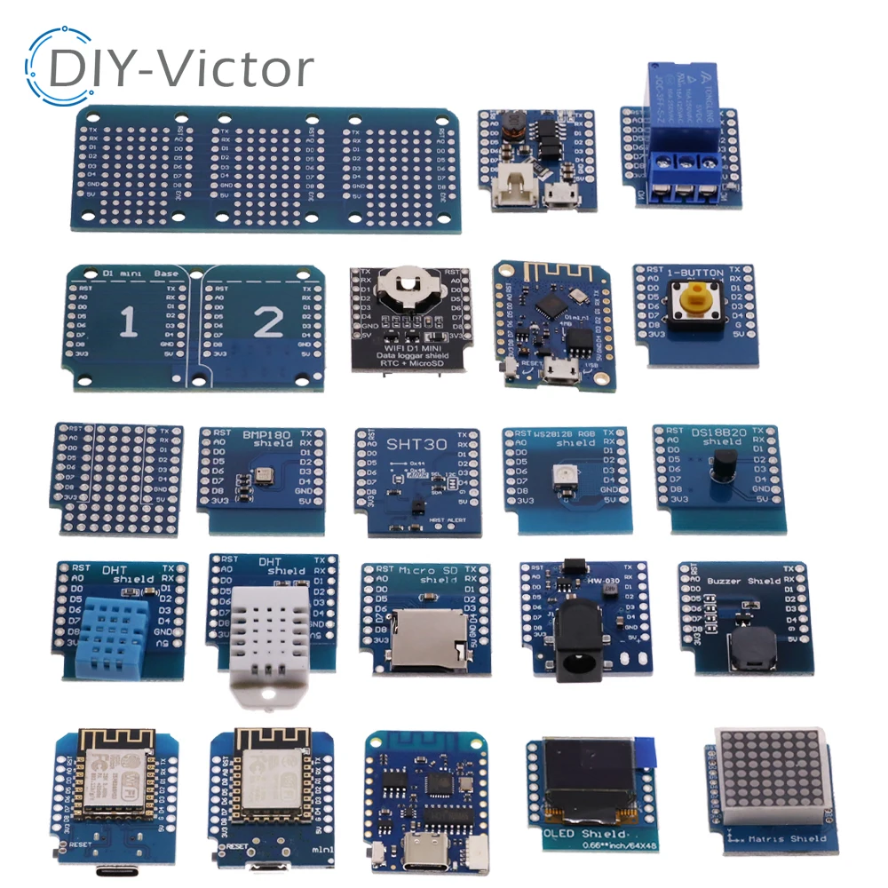 ESP8266 D1 Mini Pro V3.0 płyta rozwojowa Wifi Nodeu WS2812 RGB DHT11 DHT22 AM2302 przekaźnik DS18B20 BMP180 do Wemos Diy zestaw