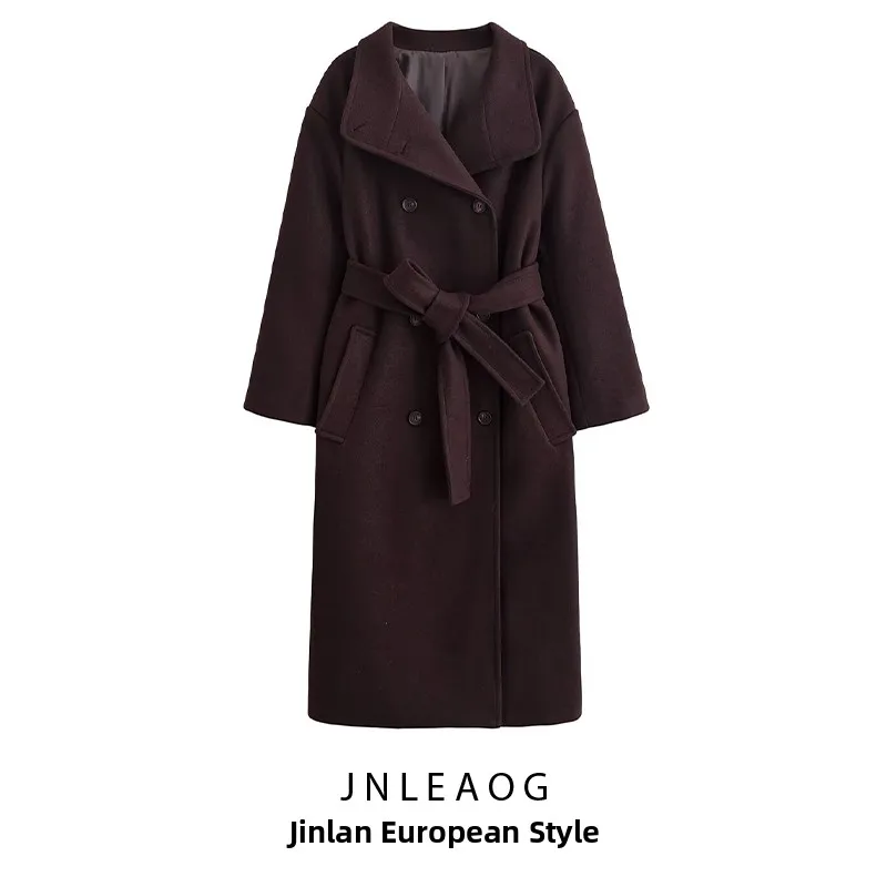 

JNLEAOG, осеннее новое модное шерстяное пальто в стиле ретро, женская одежда, дизайн, сенсация, универсальное длинное све, полиэфирное волокно