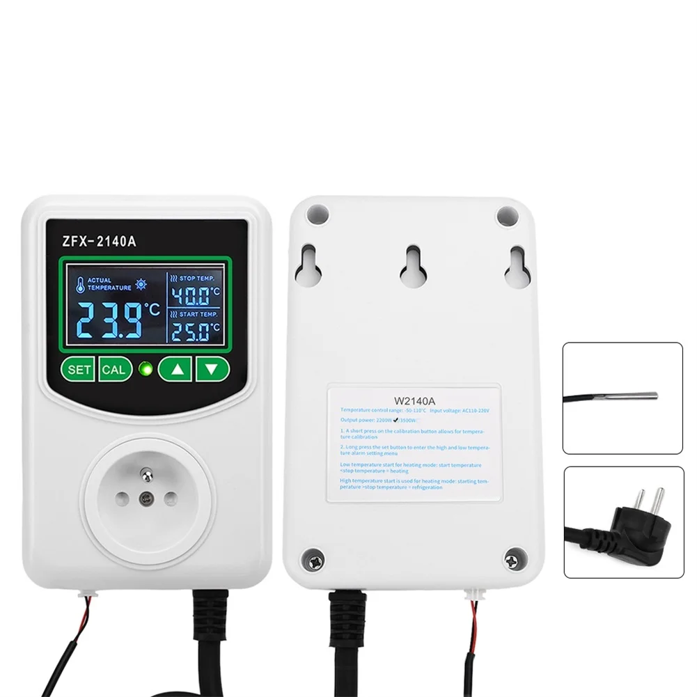 

LCD Digital Temperature Controller Socket Thermostat Sensor Suitable for High Power Appliances with Safety Features