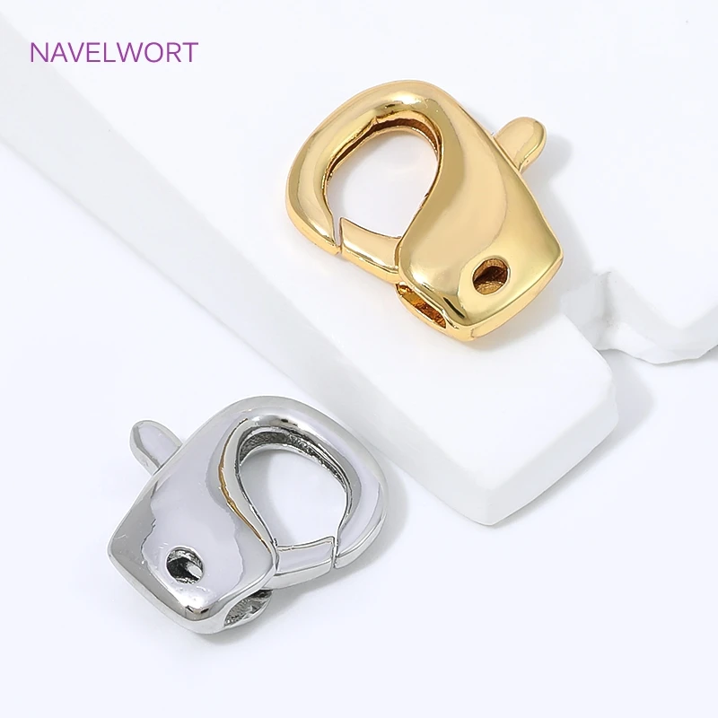 13mm*11.5mm 18K Gold Plated Lobster Clasp Connector,Brass Spring Carabiner Clasps For Jewelry,DIY Bracelet Necklace Findings view 4