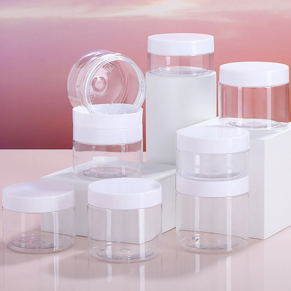 10/30pcs 50ml 100ml 150ml 250ml Empty Cosmetic Cream Jar with Aluminum Lid Clear Plastic Storage Container PET Makeup Pot Travel