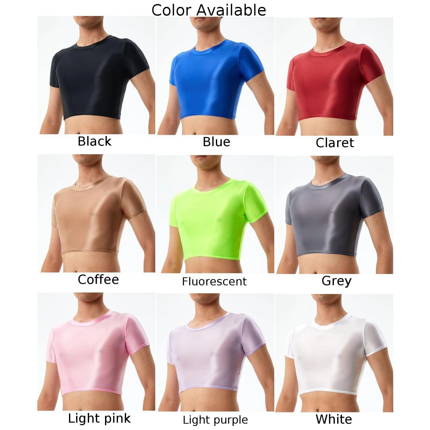 Men Crop Tops Glossy Short Sleeve T-Shirt Slim Gym Sports Short Tops Underwear Mens Breathable Singletss Bodybuilding Undershirt