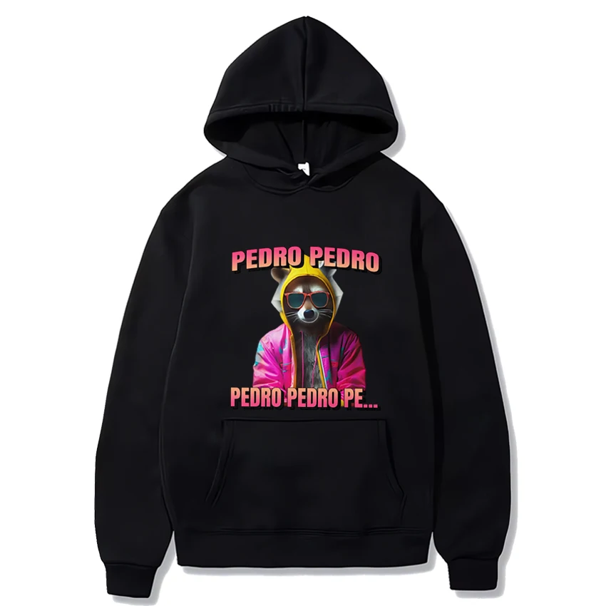 Hete Verkoop Pedro Wasbeer Vintage Kleurrijke Graphics Hoodie 2024 Heren Hiphop Casual Streetwear Unisex Fleece Tops Met Lange Mouwen