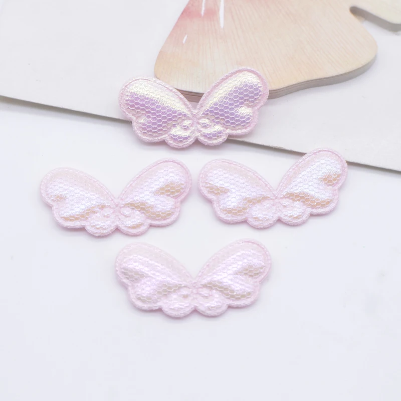 40Pcs 32*16mm Mesh Leather Wing Appliques for DIY Clothes Sewing Patches Handmade Headwear Bowknot Bow Decor Accessories