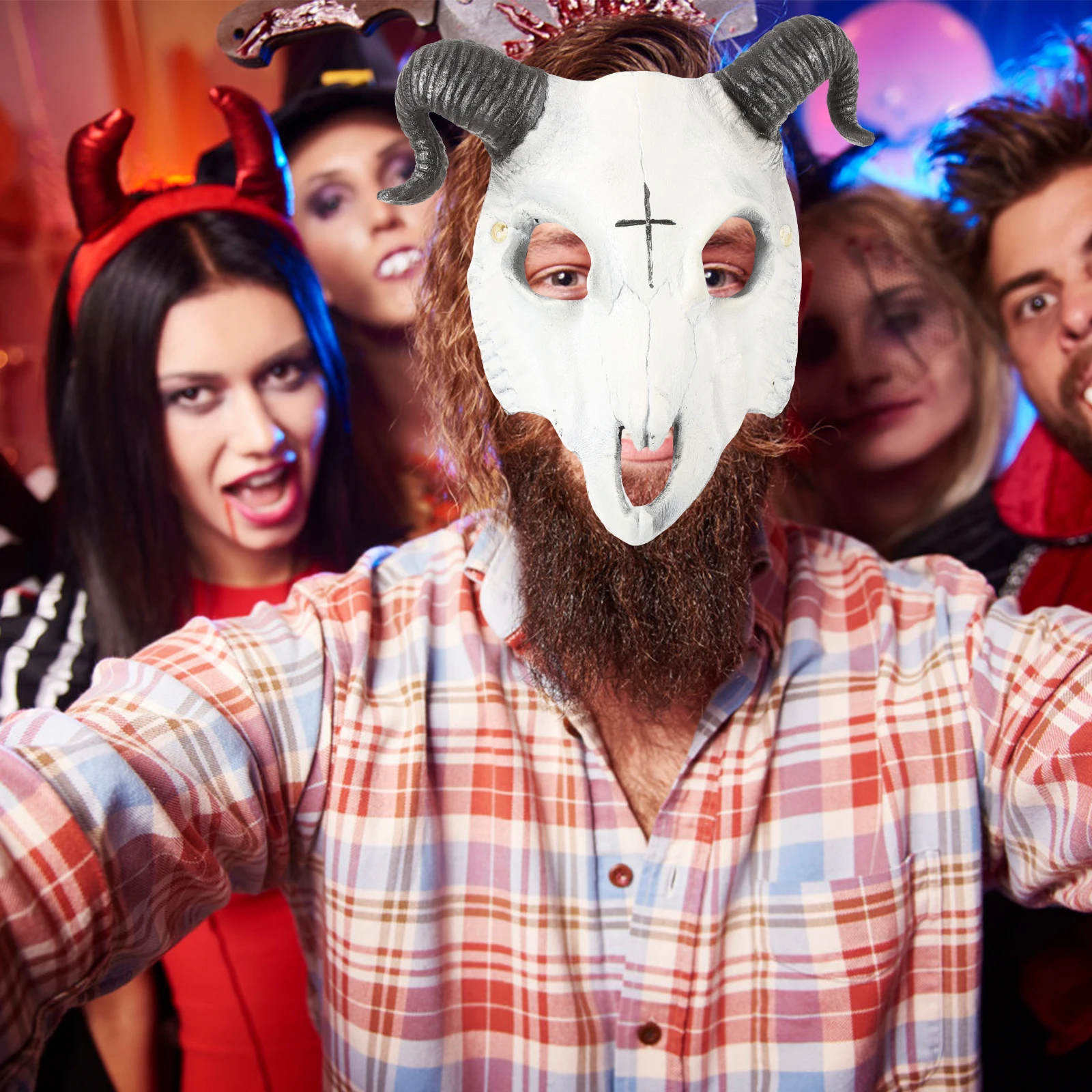 

3D Mask Halloween Animal Sheep Skull Party Masks Cosplay White Pu