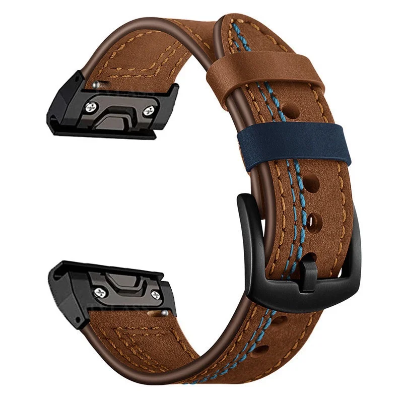 22mm 26mm Genuine Leather Strap for Garmin Tactix 7 AMOLED Fenix 7X 7 Fenix 6X 8X Pro Plus Epix Gen Enduro 2 Quick Release Strap