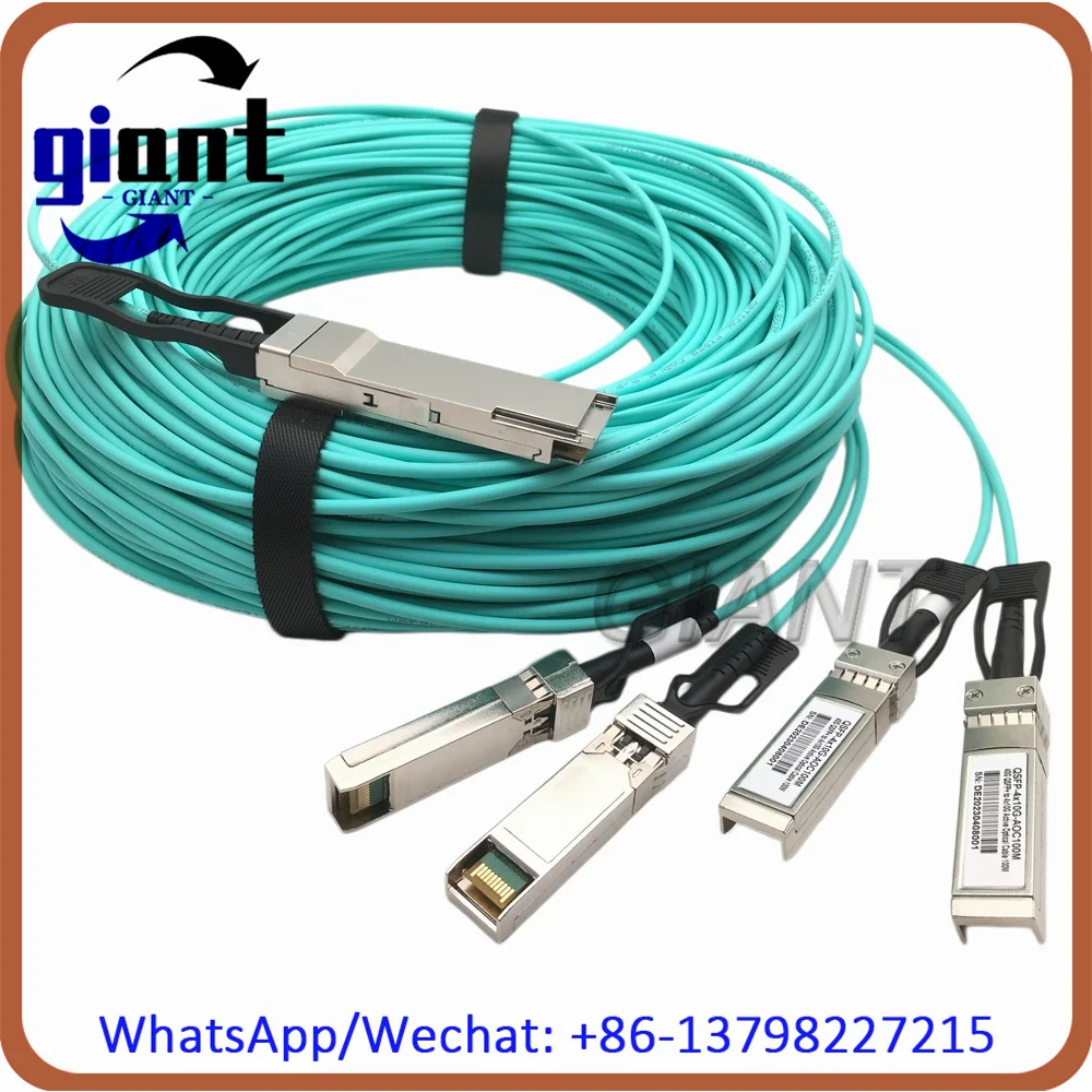 40G QSFP to 4xSFP+ AOC Cable,40Gbps to 4*SFP Aqua OM3 100M Active Optical QSFP-4X10G-AOC 100M Cable Compatible For Cisco