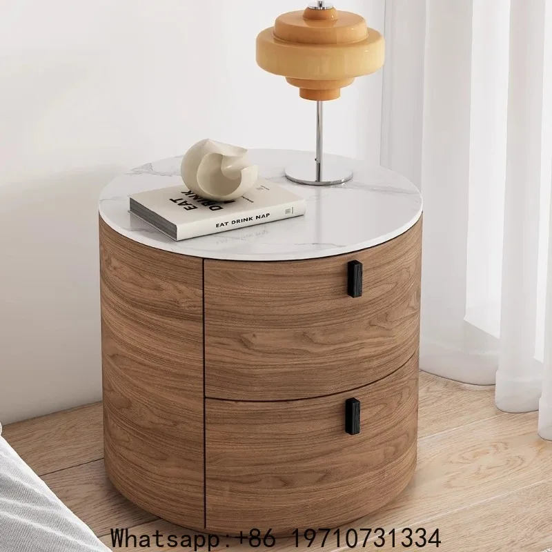 

Light Luxury Bedroom Bedside Tables Nordic Simple Round Rock Plate Storage Cabinet Home Living Room Storage Side Cabinets