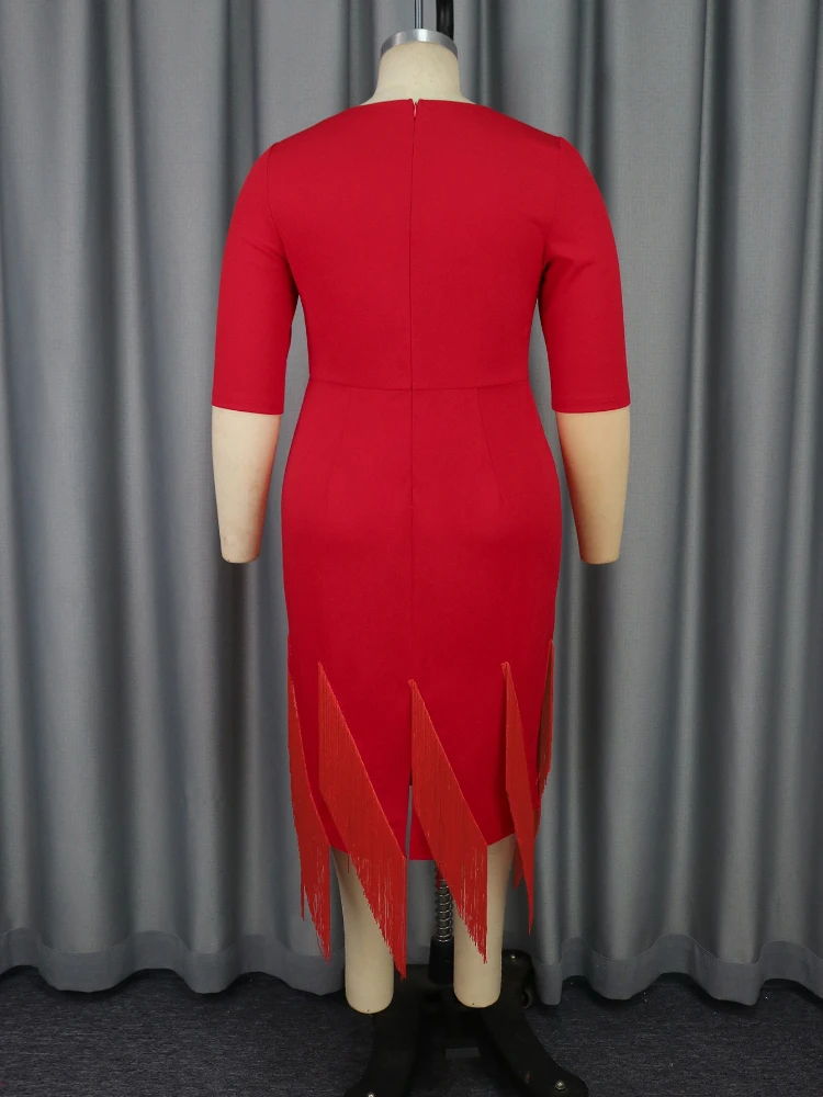 Elegant Tassel Celebrity Formal Long Dress with Lace Up Backless Red Christmas Slim Fit Dresses Party Club Dress Birthday Outfit