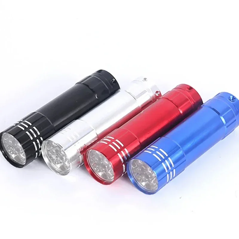 1Pcs แบบพกพาขนาดเล็กไฟฉาย9ไฟ LED โคมไฟลูกปัดอลูมิเนียม UV LED ไฟฉาย AAA แบตเตอรี่กันน้ำความสว่าง