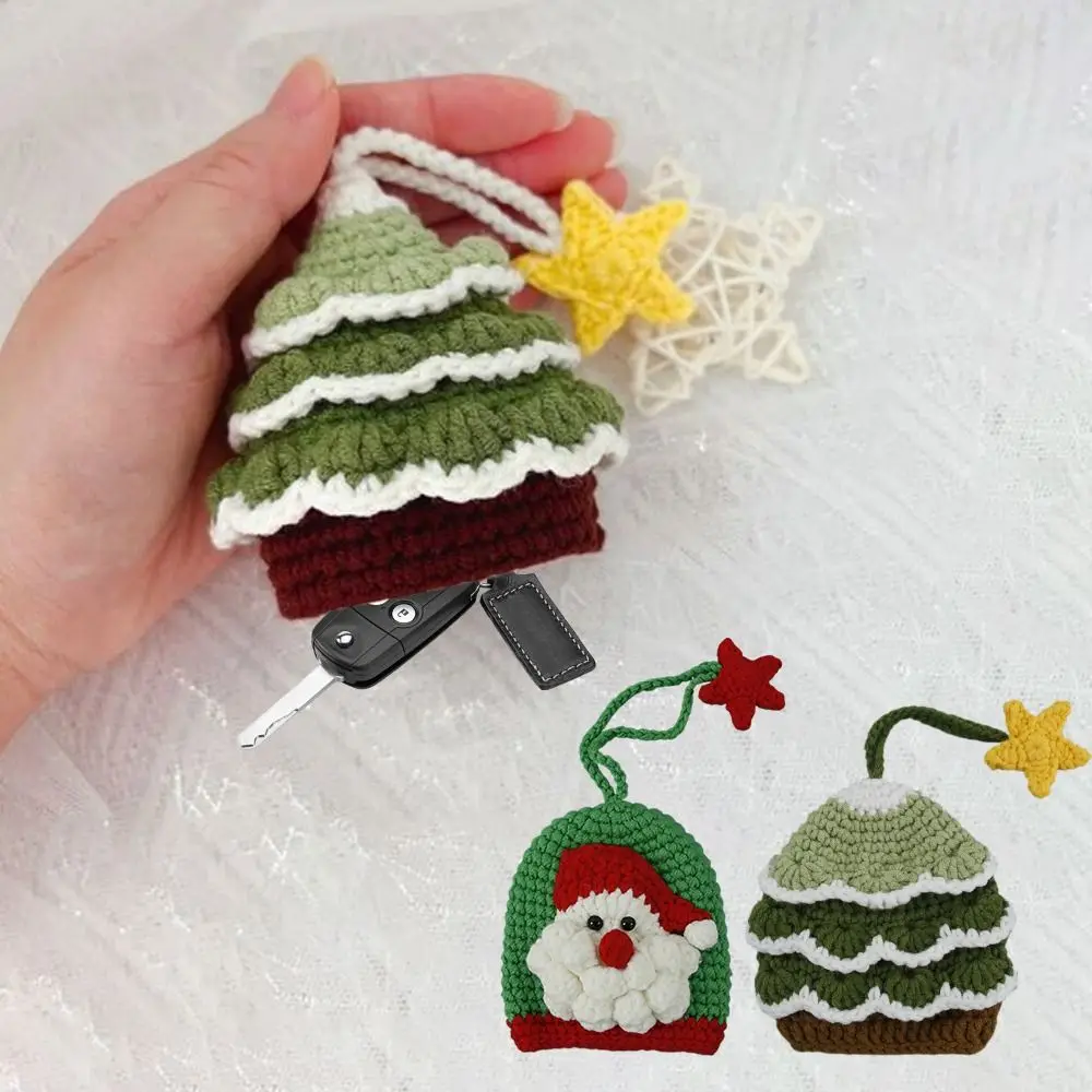 Fashion Key Ring Car Key Bag Handmade Weaving Xmas Gift Car Key Protective Cover Christmas Tree Santa Claus Keychain