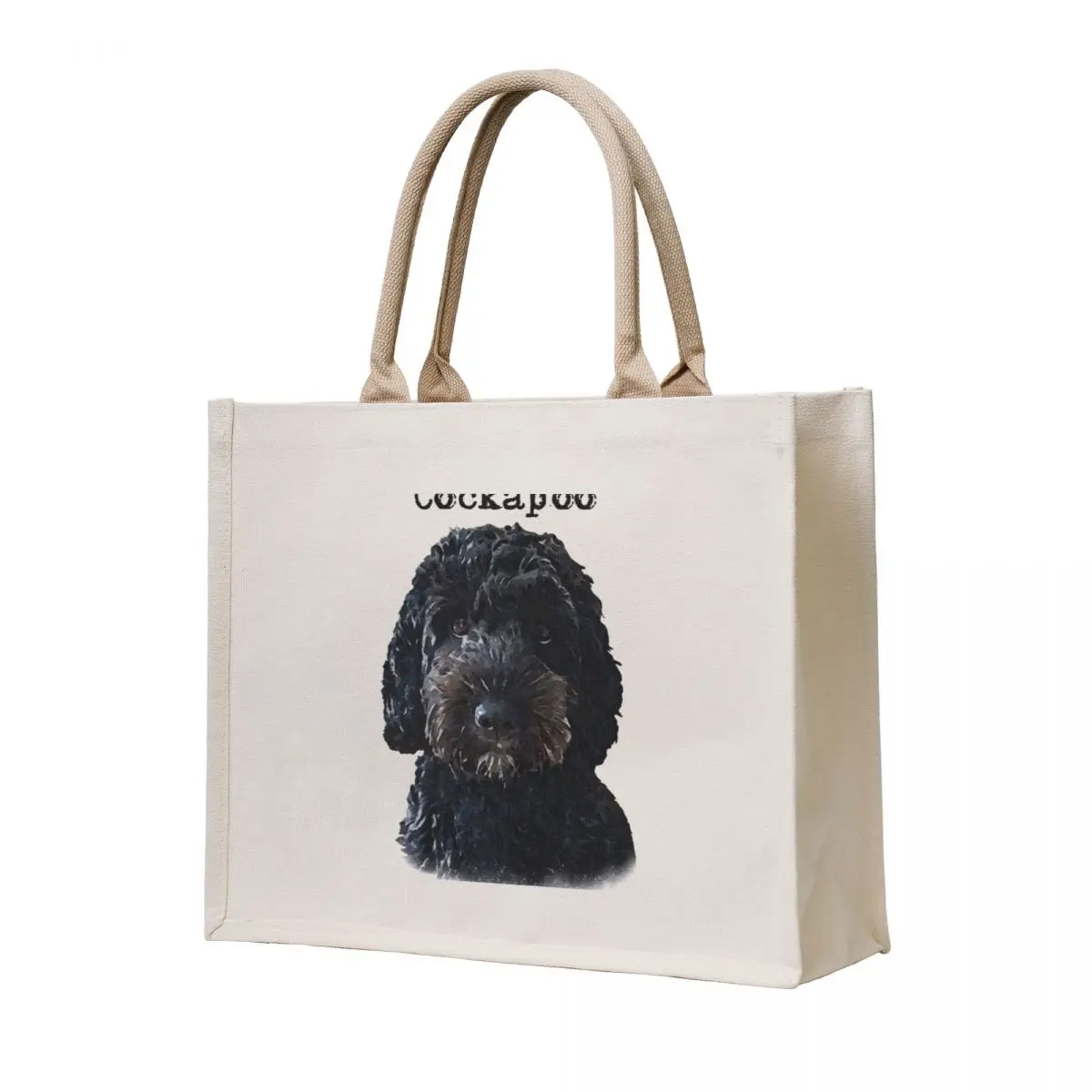 

Black Cockapoo Dog Tote Bag Reusable bags shopping cart bags handbag cute tote bag