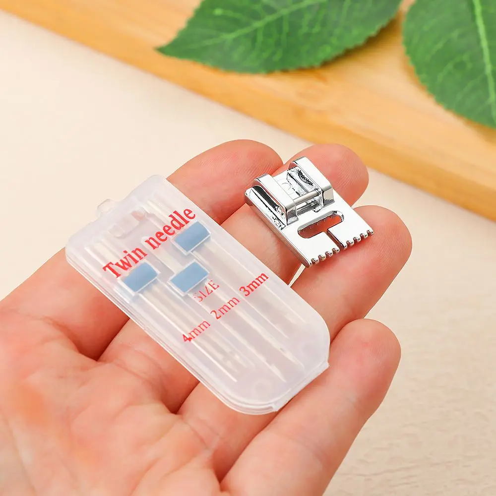 Multifunctional 2/90 3/90 4/90 Double Stitch Sewing Machine Fittings 3 Sizes Twin Needles Wrinkled Presser Foot 9 Grooves