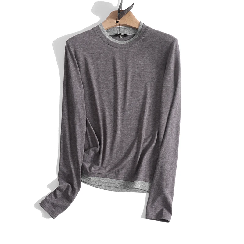 

Deluest Women's Long Sve round Ne T-irt Thin Casual Sle Spring Faion Ladies' Premium Quali Top