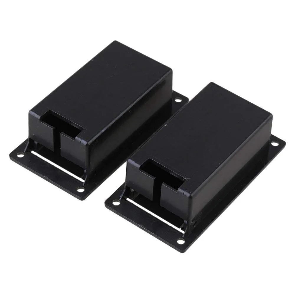 【New User-Coupon!】Guitar Bass 9V Battery Holder Compartment Cover Case Black Set Of 10