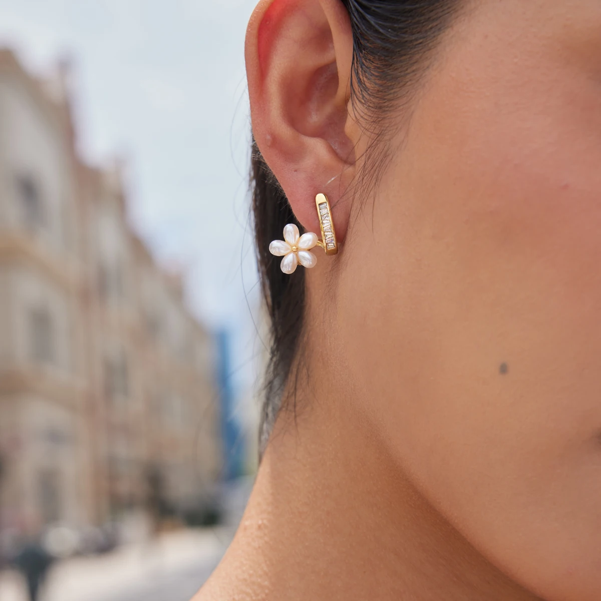 Yori Imitation Pearl Flower Petal Drop Earrings 2026 Stainless Steel New Arrivals Popular Spring Summer Charming Handmade Jewelr