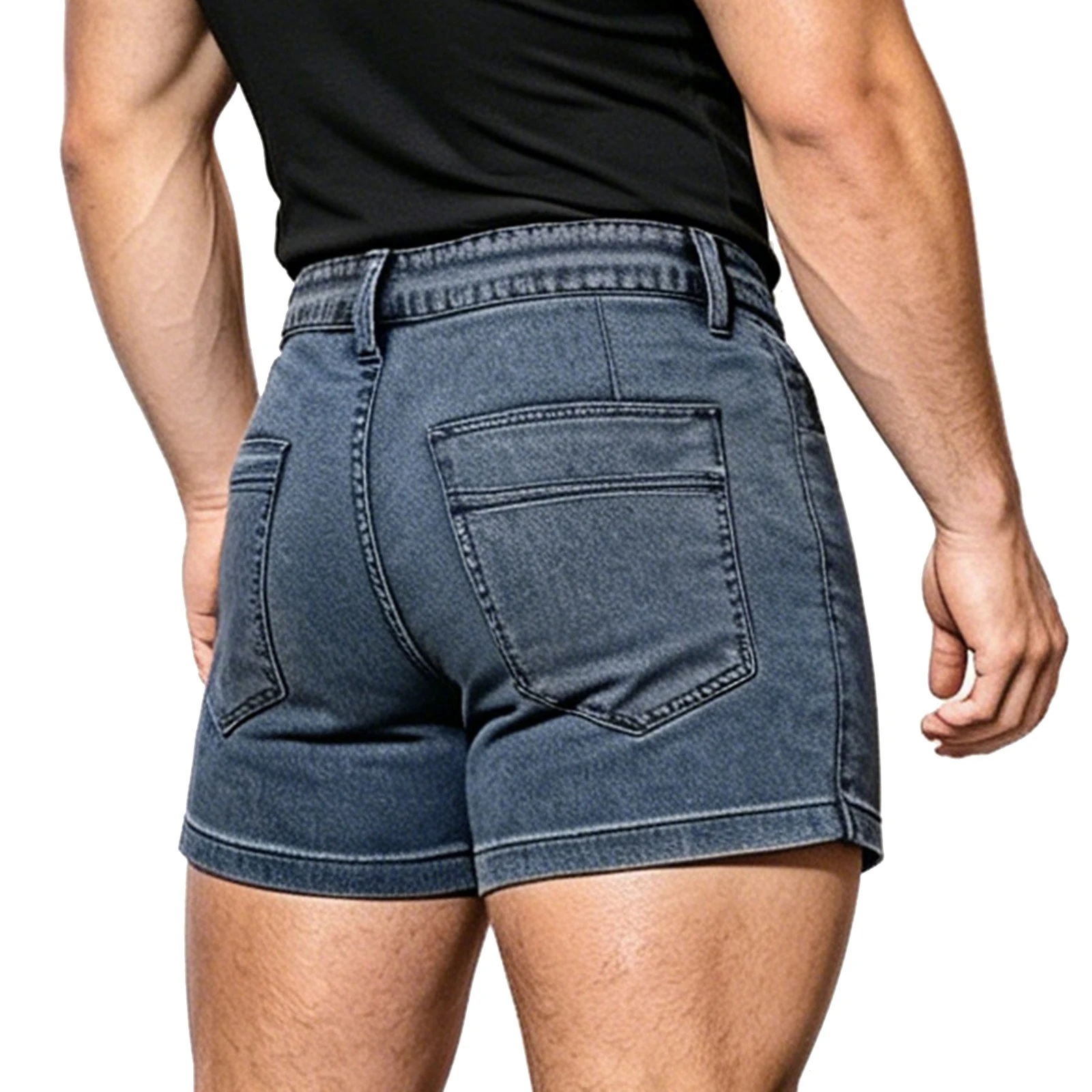 Men Jean Boxershorts Stretchy Skinny Trendy Casual Mid Waist Ripped Jean Shorts Sports Swimming Shorts Bikini Swimsuits Pants