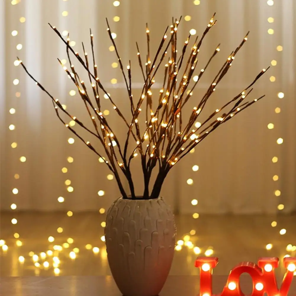 Luces de rama de Sauce de Navidad, 20 LED, relleno de jarrón de Navidad, decoración de luces de hadas, Color blanco cálido para fiesta de boda