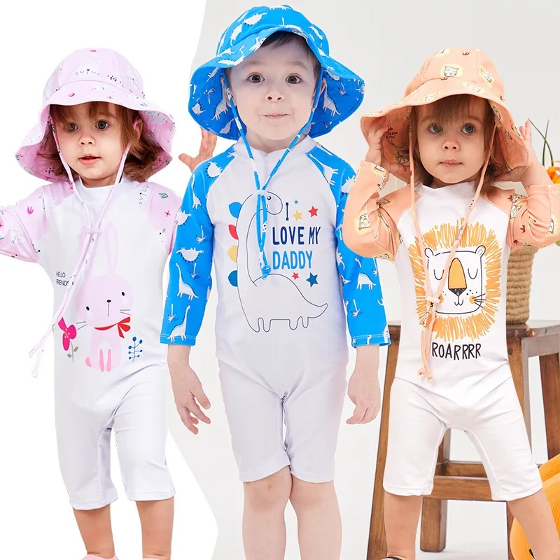 

Sun Protection One-Piece Swimsuit with Quick Dry Fabric - Baby Boy Girl Swimwear for Pool Beach, UV Blocking Swim Set