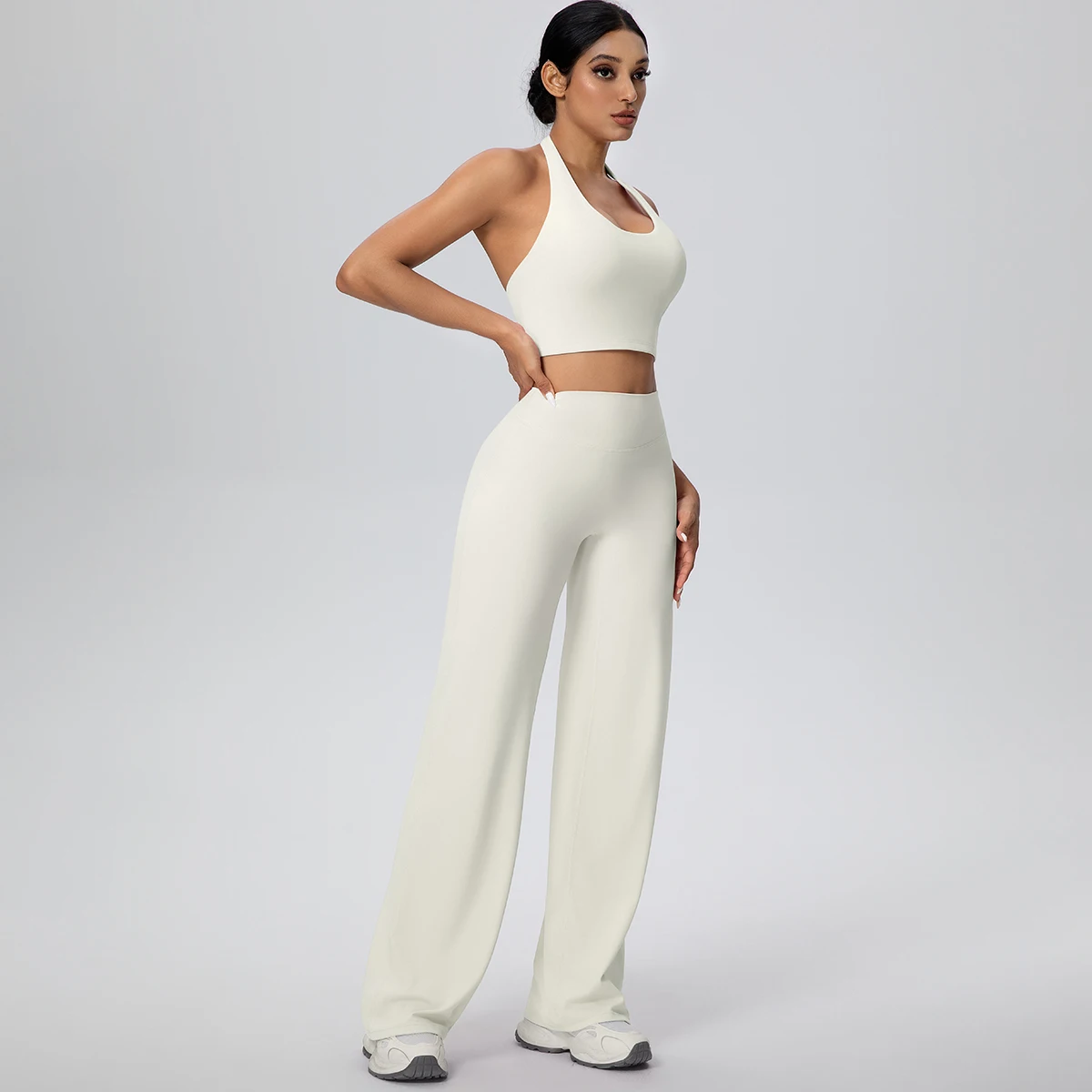 2-teiliges Damen Yoga-Set: Rückenfreier Neckholder-BH und Hose – Sommerliches, atmungsaktives Sport- und Lauf-Workout-Top – Top-Seller – Detail 25