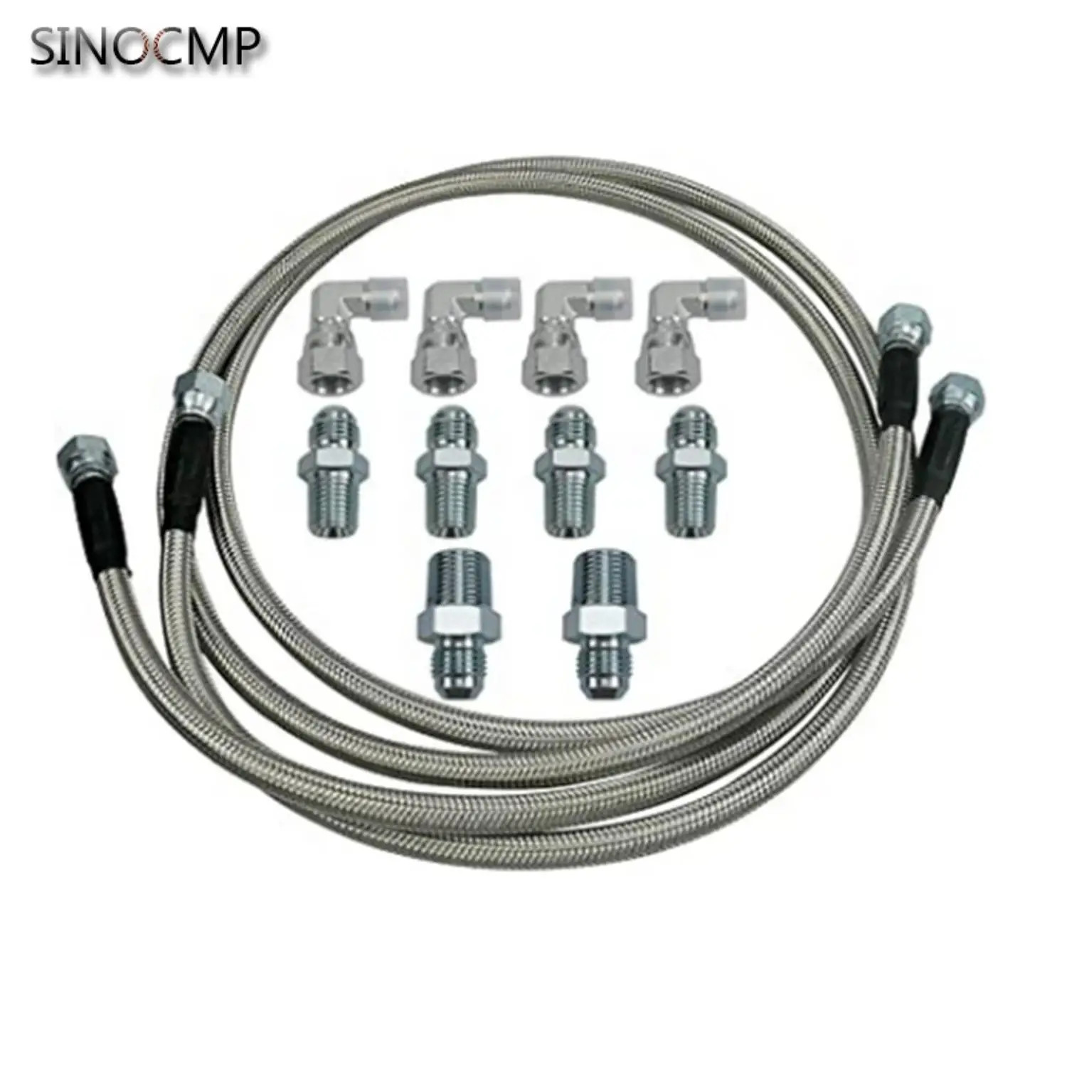 

52" SS Braided Transmission Cooler Hose lines Fittings TH350 700R4 TH400 Car Engine Parts Cooling System Hoses Clamps Parts