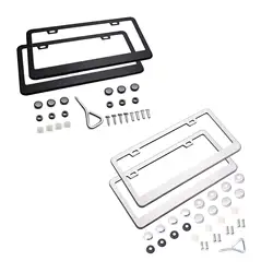2Pcs Front Back License Plate Frame Durable Auto Accessories with Fixing Screws Professional US Vehicles License Plate Holder