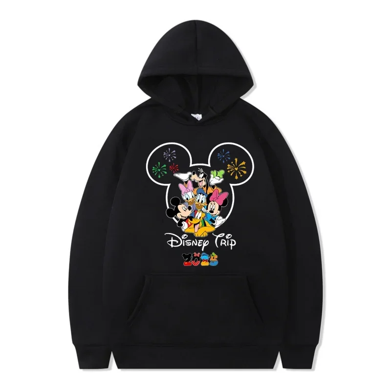 Sudadera con capucha divertida de Disney My First Trip 2025, jerséis con estampado de Mickey Minnie, Tops, sudaderas versátiles de otoño, ropa informal para mujer