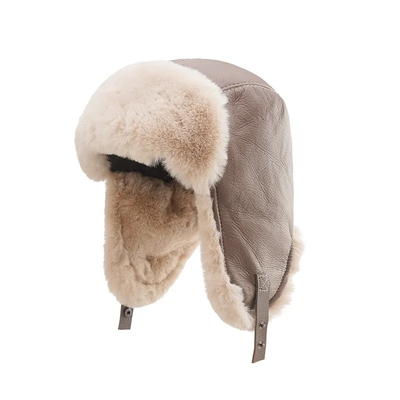

Lamb Wool Winter Trapper Hat for Women Warm Thickened Windproof Waterproof Korean Style Outdoor Riding Ear Protection Cap