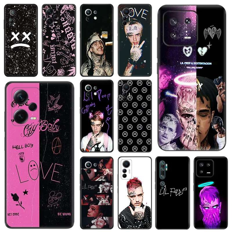 Black Matte Phone Case for Redmi Note12 Note13 5G Xiaomi 13 12 Pro 12C 12X 12T 13C 12S Lite L-Lil P-Peep Rapper Soft Cover