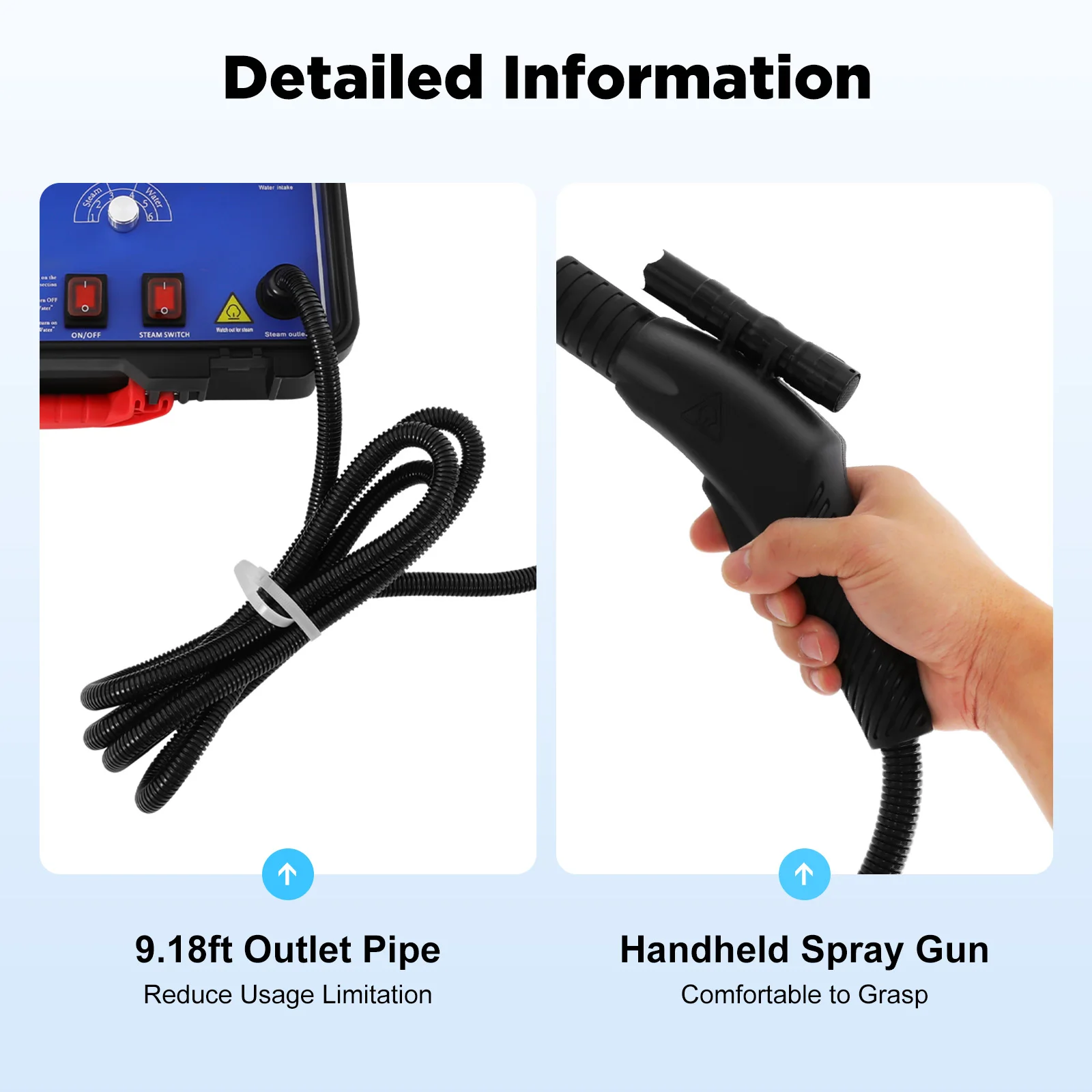 220V 3000W Intelligenter Reiniger, Wasserspritzpistole Oberflächenreiniger Dampfreinigungsmaschine für Garten, Zaun, Autos – Detail 9