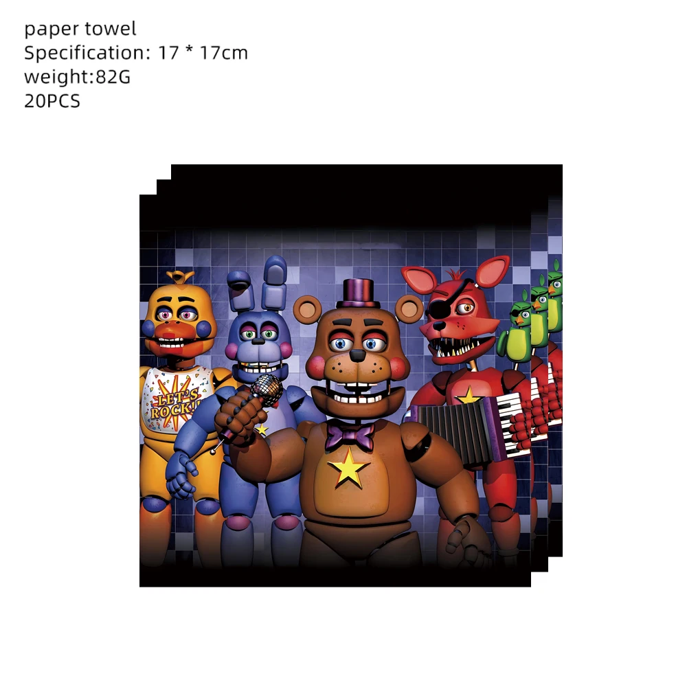 FNAF Five Nights at Freddy's Geburtstagsparty-Dekorationen, Luftballons, Teller, Banner, Geschirrset für Babyparty, Partygeschenke, Kindergeschenke – Detail 5