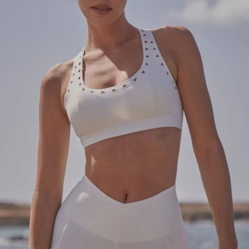 

Women's Yoga bra Gym vest No Steel Ring Bra Run Push-up sports underwear Outdoor fitness Triangular hollowing out Sports Bra