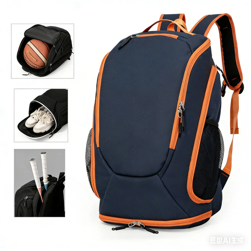 40L Multi-Functional Badminton Tennis Racket Bag Dry Wet Separate Basketball Sports Backpack with Independent Shoe Compartment