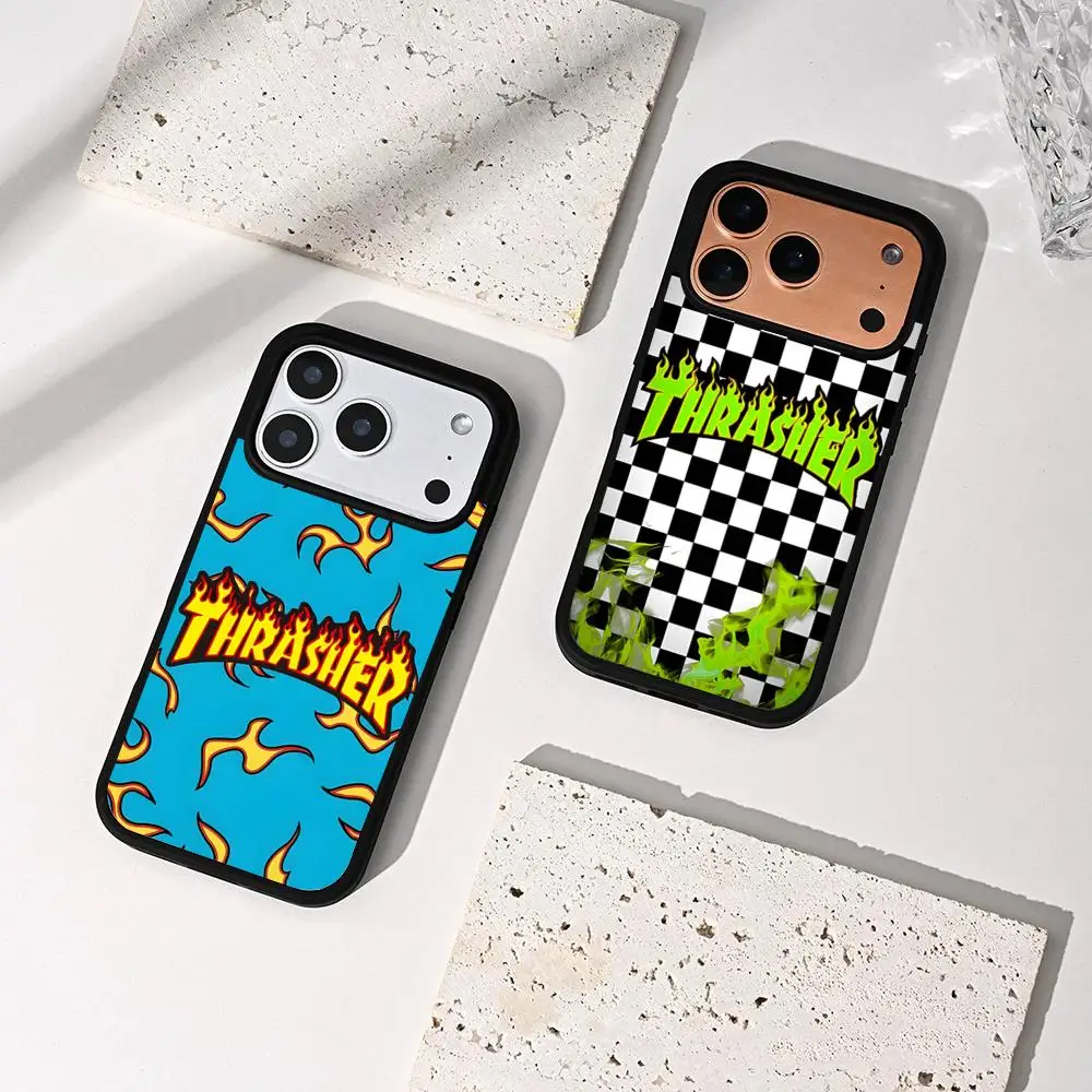 Funda Protectora para Teléfono con Logotipo T-Thrasher, Popular, para iPhone 17 Air 16 15 14 Plus 13 12 11 Pro Max, Diseño de Dos Tonos, Carcasa Rígida de PC, Moderna