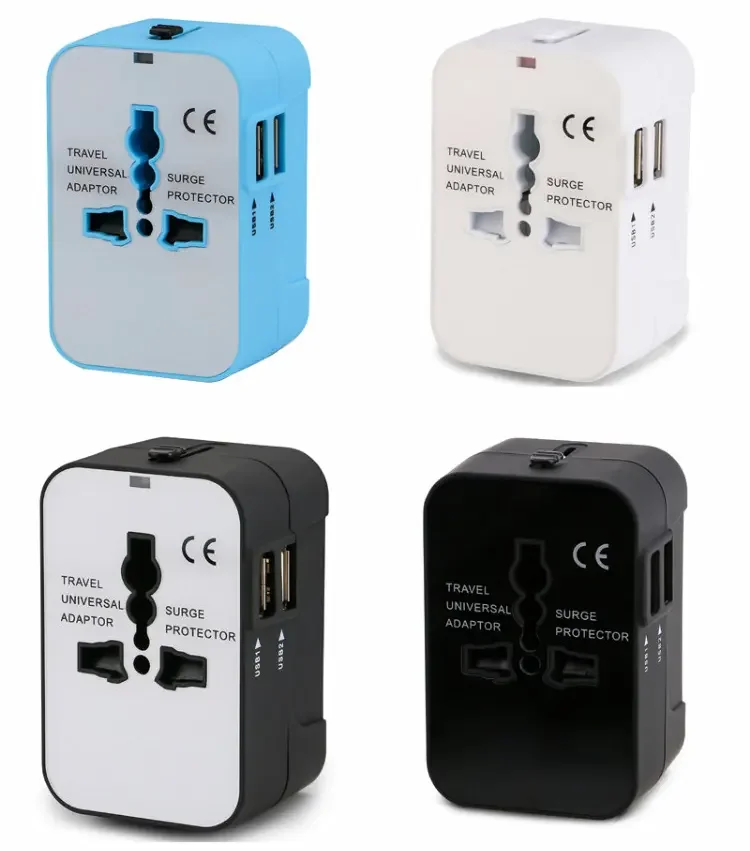 

Universal Travel Adapter,Worldwide All in One Power Plug Adapter with Dual USB Ports for USA EU UK AUS Cell Phone Laptop