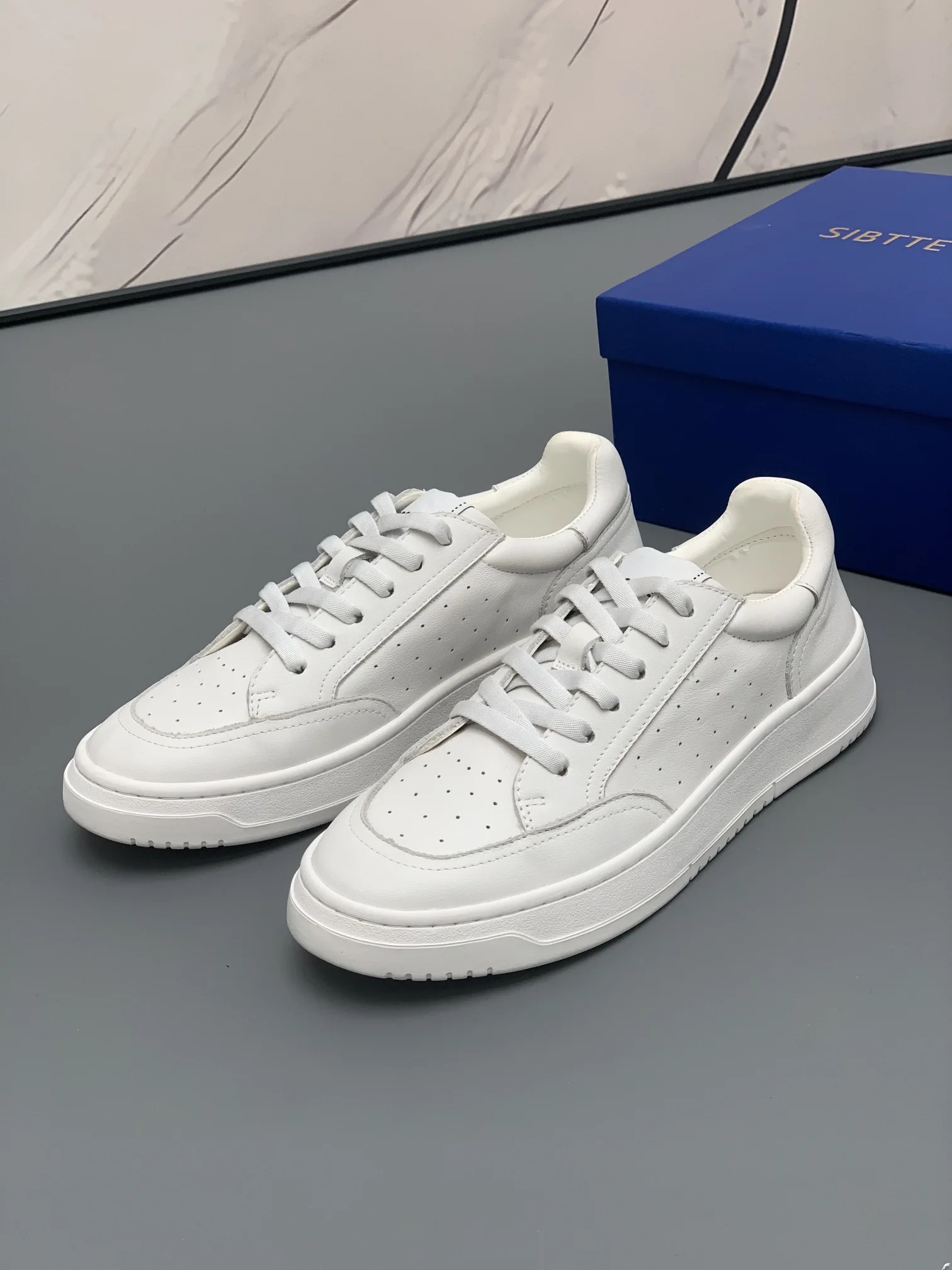 

Women White Leather Designer Sneakers Lace-up