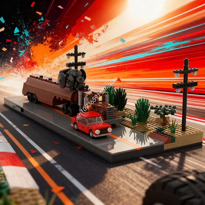 733 قطعة MOC مبارزة الفيلم ستيفن سبيلبرغ Carsed نموذج اللبنات لعبة الهندسة المعمارية تجميع لتقوم بها بنفسك الطوب هدايا عيد الميلاد للأطفال