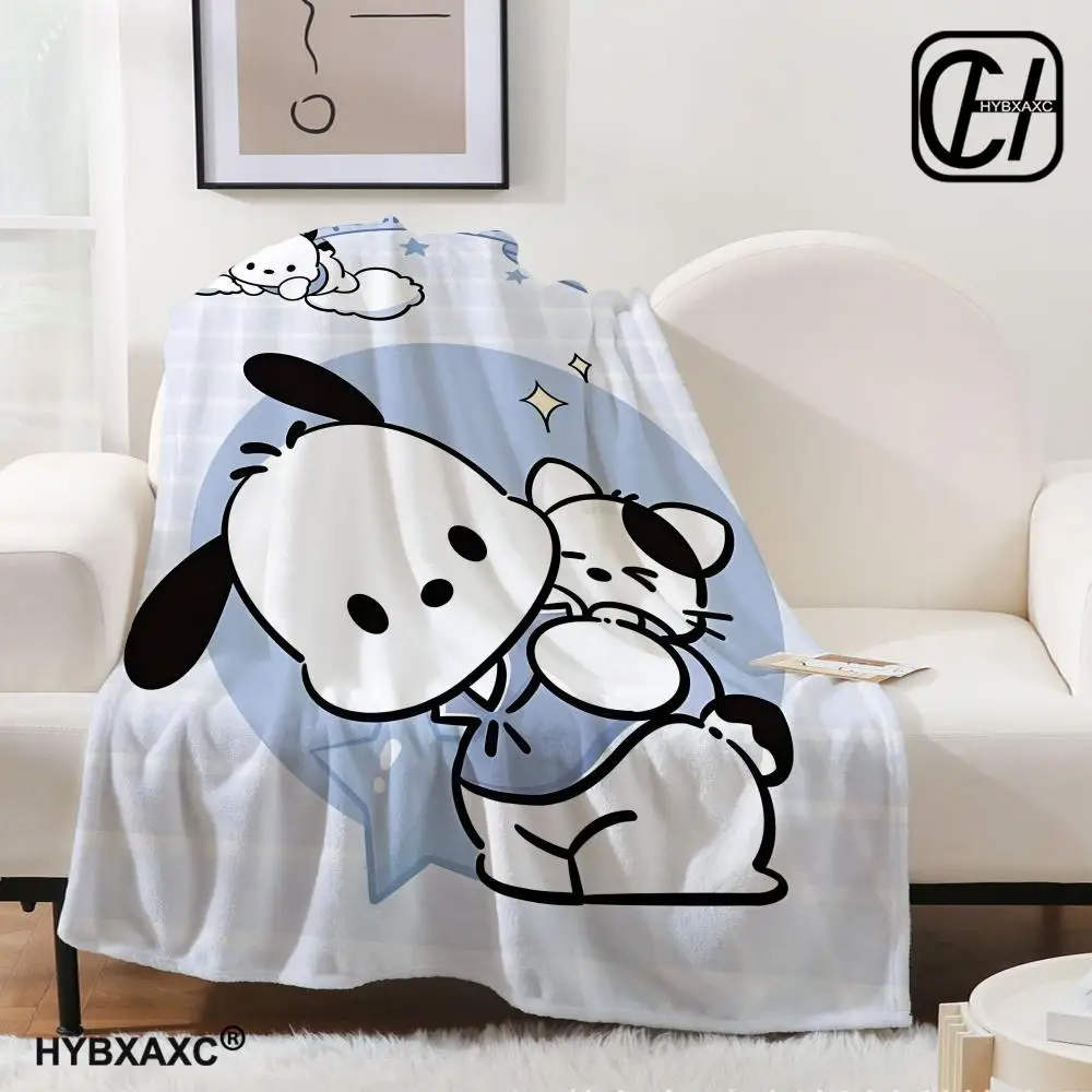 

Sanrio Pochacco cartoon character Throw Blanket Aesthetic Art Flannel Blanket Portable Home Travel Camping Sofa Picnic Thickeni