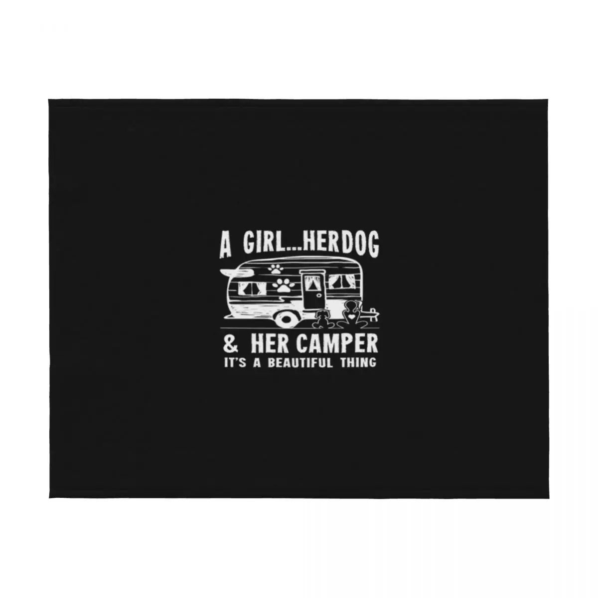 التخييم تي شيرت فتاة التخييم فتاة لها الكلب وها العربة التخييم المعسكر الهدايا المحملة رمي بطانية البطانيات الكبيرة #2