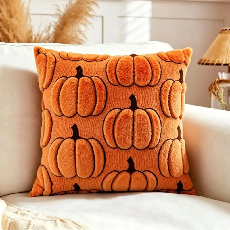 Harvest Festival Pumpkin Dekorativer Kissenbezug Cojines Thanksgiving Plüsch-Sofa-Quadratkissenbezug Kopfteil-Kissenbezug – Detail 9