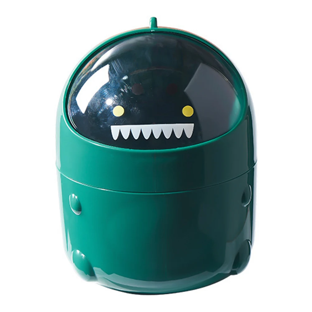 

Cartoon Dinosaur Trash Bin Mini Wastebasket Household Garbage Can Desk ganizer Premium PP Material Practical Living Room