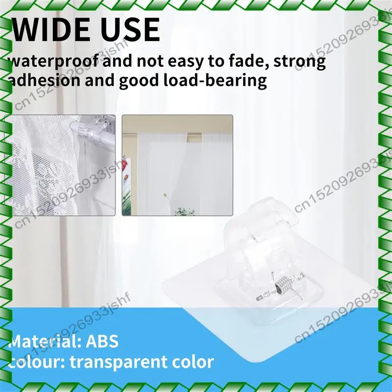 -BOFF 26PCS Curtain Rods No Drill Curtain Rod Brackets Hooks Nail Free Adjustable Stick On Curtain Rod Transparent Hook