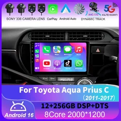 Android 16 Carplay 4G WIFI Car Radio For Toyota Aqua Prius C 2011-2017 Navigation GPS Multimedia Video Player 2Din DVD Stereo BT